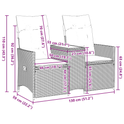 Rozkładana sofa ogrodowa dla 2 os., ze stolikiem, czarna