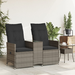 Rozkładana sofa ogrodowa dla 2 os., ze stolikiem, szara