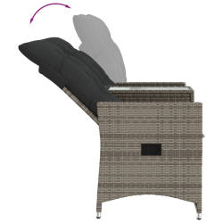 Rozkładana sofa ogrodowa dla 2 os., ze stolikiem, szara