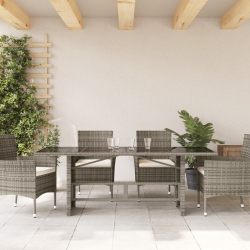 Stół ogrodowy ze szklanym blatem, szary, 190x80x75 cm