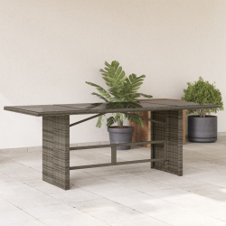 Stół ogrodowy ze szklanym blatem, szary, 190x80x75 cm