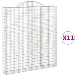 Kosze gabionowe, 11 szt, 200x30x220/240cm, galwanizowane żelazo