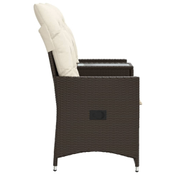 Rozkładana sofa ogrodowa ze stolikiem, 2-os., brąz, rattan PE