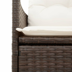 Rozkładana sofa ogrodowa ze stolikiem, 2-os., brąz, rattan PE