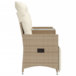 Rozkładana sofa ogrodowa ze stolikiem, 2-os., beż, rattan PE