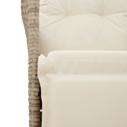 Rozkładana sofa ogrodowa ze stolikiem, 2-os., beż, rattan PE