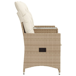Rozkładana sofa ogrodowa ze stolikiem, 2-os., beż, rattan PE