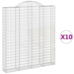 Kosze gabionowe, 10 szt, 200x30x220/240cm, galwanizowane żelazo