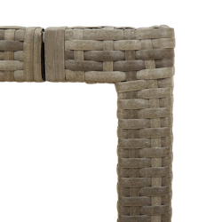 Stół ogrodowy ze szklanym blatem, szary, 150x90x75cm, rattan PE