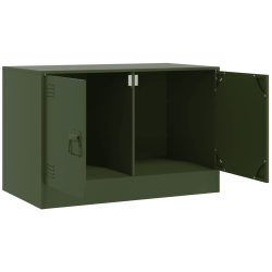 Szafki pod telewizor, 2 szt., oliwkowe, 67x39x44 cm, stalowe