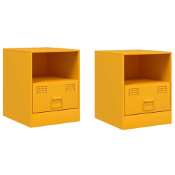 Szafki nocne, 2 szt., musztardowe, 34,5x39x44 cm, stal