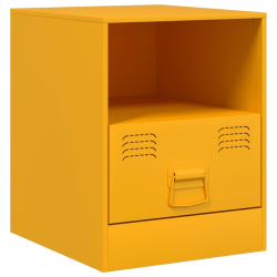 Szafki nocne, 2 szt., musztardowe, 34,5x39x44 cm, stal