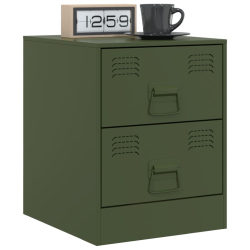 Szafki nocne, 2 szt., zielone, 34,5x39x44 cm, stal