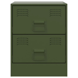 Szafki nocne, 2 szt., zielone, 34,5x39x44 cm, stal