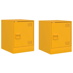 Szafki nocne, 2 szt., musztardowe, 34,5x39x44 cm, stal