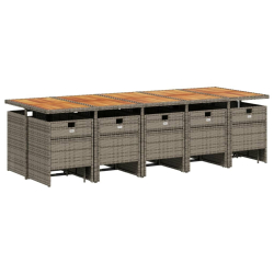 15-cz. zestaw mebli ogrodowych z poduszkami, szary, rattan PE