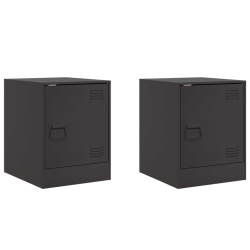 Szafki nocne, 2 szt., czarne, 34,5x39x44 cm, stal