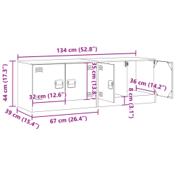 Szafki pod telewizor, 2 szt., antracytowe, 67x39x44 cm, stalowe