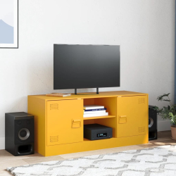 Szafka pod telewizor, musztardowa, 99x39x44 cm, stalowa