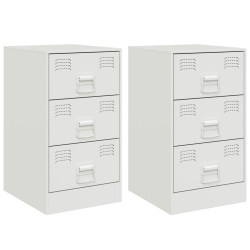 Szafki nocne, 2 szt., białe, 34,5x39x62 cm, stal