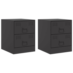 Szafki nocne, 2 szt., czarne, 34,5x39x44 cm, stal