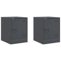 Szafki nocne, 2 szt., antracytowe, 34,5x39x44 cm, stal