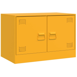 Szafki pod telewizor, 2 szt., musztardowe, 67x39x44 cm, stalowe