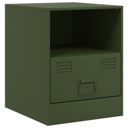 Szafki nocne, 2 szt., oliwkowa zieleń, 34,5x39x44 cm, stal