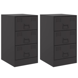 Szafki nocne, 2 szt., czarne, 34,5x39x62 cm, stal