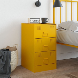 Szafki nocne, 2 szt., musztardowe, 34,5x39x62 cm, stal