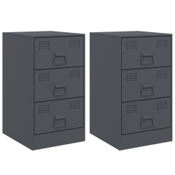 Szafki nocne, 2 szt., antracytowe, 34,5x39x62 cm, stal