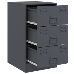 Szafki nocne, 2 szt., antracytowe, 34,5x39x62 cm, stal
