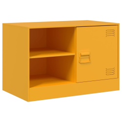 Szafki pod telewizor, 2 szt., musztardowe, 67x39x44 cm, stalowe