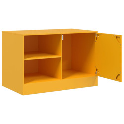 Szafki pod telewizor, 2 szt., musztardowe, 67x39x44 cm, stalowe