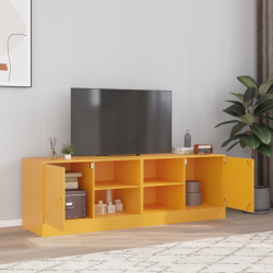 Szafki pod telewizor, 2 szt., musztardowe, 67x39x44 cm, stalowe