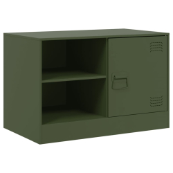 Szafki pod telewizor, 2 szt., oliwkowe, 67x39x44 cm, stalowe
