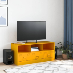 Szafka pod telewizor, musztardowa, 99x39x44 cm, stalowa