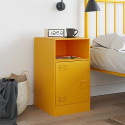 Szafki nocne, 2 szt., musztardowe, 34,5x39x62 cm, stal