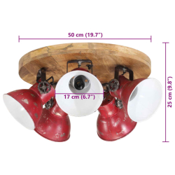 Lampa sufitowa, 25 W, postarzany czerwony, 50x50x25 cm, E27