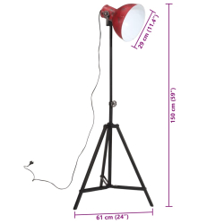 Lampa stojąca, 25 W, postarzany czerwony, 61x61x90/150 cm, E27