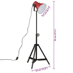 Lampa stojąca, 25 W, postarzany czerwony, 35x35x65/95 cm, E27