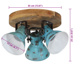 Lampa sufitowa, 25 W, postarzany niebieski, 35x35x25 cm, E27