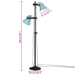 Lampa stojąca, 25 W, postarzany niebieski, 25x25x90/160 cm, E27