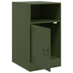 Szafki nocne, 2 szt., oliwkowa zieleń, 34,5x39x62 cm, stal