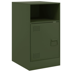 Szafki nocne, 2 szt., oliwkowa zieleń, 34,5x39x62 cm, stal