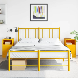 Szafki nocne, 2 szt., musztardowe, 34,5x39x62 cm, stal
