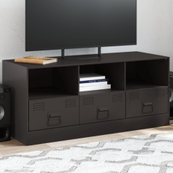 Szafka pod telewizor, czarna, 99x39x44 cm, stalowa