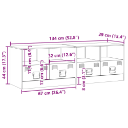 Szafki pod telewizor, 2 szt., antracytowe, 67x39x44 cm, stalowe