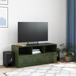 Szafka pod telewizor, oliwkowa, 99x39x44 cm, stalowa
