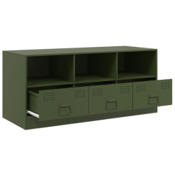 Szafka pod telewizor, oliwkowa, 99x39x44 cm, stalowa